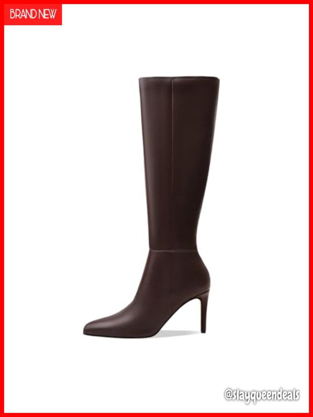 Women's Knee High Boots PU Leather Stiletto Heel Pointed Toe Pull-On Tall Boots